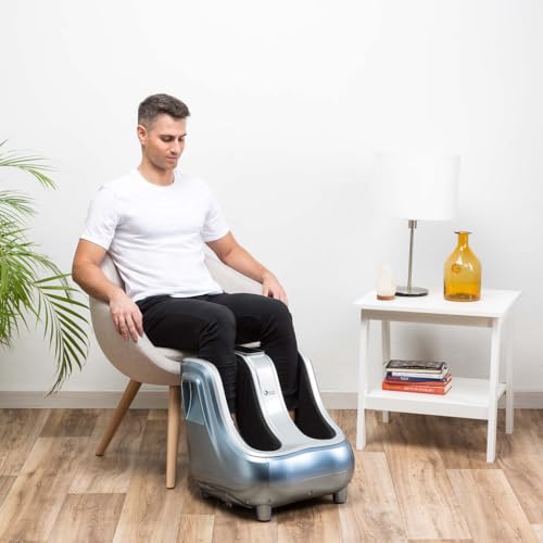 GLOBAL RELAX® | VITALZEN PRO urządzenie do masażu stóp i nóg – niebieskie – ugniatanie, masaż uciskowy – masaż stref refleksyjnych stóp do złagodzenia bólu i napięcia mięśni stóp, kostek i łydek