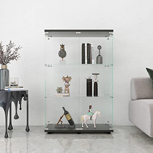 Unihooni 3-Shelf Glass Display Cabinet, Tempered Glass Display Case With 2 Doors, Floor Standing Curio Cabinets Bookshelf, Glass Showcase For Action Figures/Model/Toys/Collections, 50” Tall Cabinet #TOP3