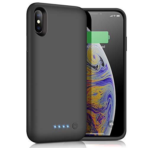 Battery Case for iPhone X/XS/10, 6500mAh Upgraded Rechargeable Charger Case Portable Extended Charging Case for iPhone Xs Protective Phone Backup Battery Pack for iPhone X/10 (5.8 inch), Black