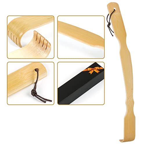 Image of Back Scratcher, 2 Pack, 17-Inch Curved Bamboo Long Handle for Men & Women