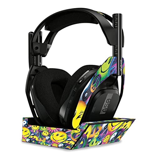 Image of MightySkins Glossy Glitter Skin Compatible with Astro A50 Wireless Headphones + Base Station (Gen 4) - Peace Smile | Protective, Durable High-Gloss Glitter Finish | Easy to Apply | Made in The USA