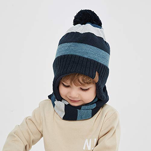 Image of Boys Winter Hat Baby Beanies with Earflap Upgrade Fleece-Lined Skiing Toddler Hat
