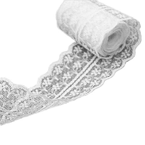 Chakil 10 meters di nastro in iuta naturale rotolo di nastro in iuta per fai da te torta bouquet Wraps wedding party Christmas Decorations, ricamo, White, 10m*4.5cm