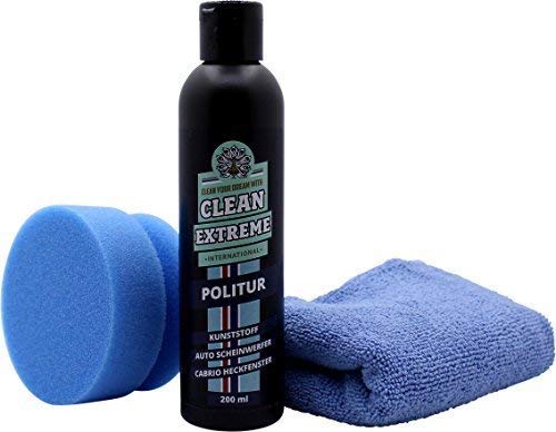 Cleanextreme Kit Kunststoffpolitur - con Pulido, Hand-Polierpad+Paño Pulido - a Pulir Von Plástico Faro Von Coche & Motocicleta + Cabrioscheiben (Plástico Ventanas Traseras)