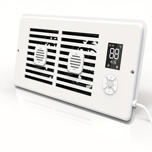 Wuraire Quiet Register booster fan; for Floor/Wall Registers 6 x 12 Smart Vent Fan Booster with Auto Thermostat Temperature Control HVAC Air Vent Fan Adjustable Speeds Aromatherapy