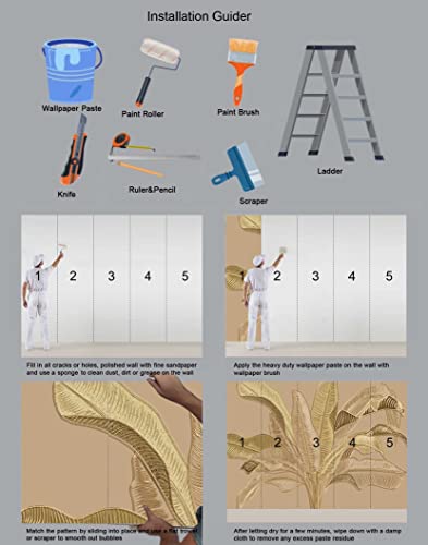 Reyhui Banana Leaf Murals For Walls, Large Leaf Wallpaper Wall Murals For Living Room Bedroom Dining Room(Not Self-Adhesive) #TOP5