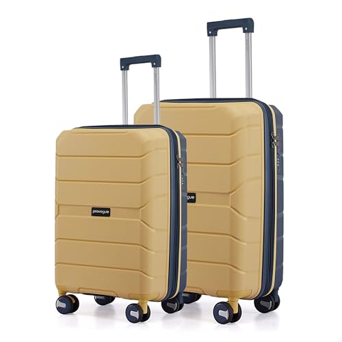 Image of Provogue Cascade Hard-Sided PP Trolley Bag Set of 2 | Expandable Space with 8 Wheels Trolley Bags for Travel | Lightweight with Combination Lock | 5 Year Warranty (Golden Yellow /Blue Berry)
