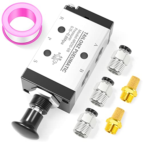 TAILONZ PNEUMATIC 1/4"NPT 5 Way 2 Position Air Hand Lever Operated Valve Pneumatic Solenoid Valve Manual Control Push-Pull 4R210-08