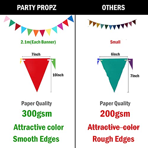 Image of Party Propz Colourful Bunting Flags For Decoration - 1 Set of 24 Pcs (2.1 meters) Rainbow Buntings For Decoration | Multicolor Banner for Decoration (Cardstock)