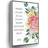 Rbg Quotes Canvas Women Belong In All Places Where Decisions Are Being Made Poste Flowers Wall Art Print For Living Room Bedroom Home Office Wall Decor(Stretched And Wood Framed 8 X 12)