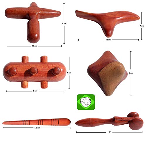 Lungcha 6 Types, 7 Piece Set Traditional Thai Massage Reflexology Wooden Stick Tool Acupuncture Point Gua Sha (Set Of 6 Types Full Body Massage) #TOP2