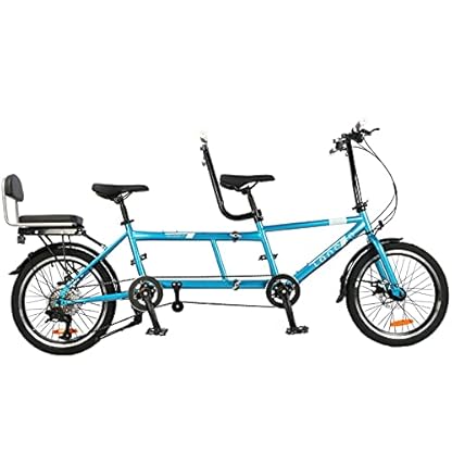 YSDNI Tandem Fahrrad / Cityrad / Klappräder,Tandem Fahrrad Erwachsene, Unisex, 7 Gang-Schaltung, Quick-Fold-System,doppelte Fahrradklappung,Freizeit Reisen Sightseeing Auto,DREI Farben, Blue