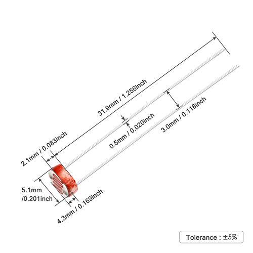 Foto-resistência LDR 5539 100MW 5MM - 30K~90K OHM