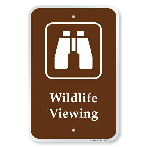 SmartSign 18 x 12 inch “Wildlife Viewing” Campground Metal Sign, Screen Printed, 63 mil Laminated Rustproof Aluminum, Brown and White, Made in USA