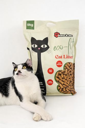 Image of Bravo & Co. EcoLit Wooden Cat Litter 40L /20Kg | Chemical-Free, Eco-Friendly & Sustainable | High Absorption & Odor Elimination | Dust-Free Litter for Multiple Cats | Comfortable & Easy Cleanup