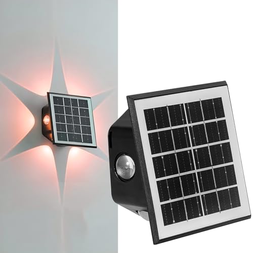 Image of Gigawatts 6 LED Solar Wall Light On /Off Botton & 1.5Ah Battery Water Resistant Decor Deck Fence Lights Flood Lamp for Home Garden Terrace Patio (Set of 1, RGB)