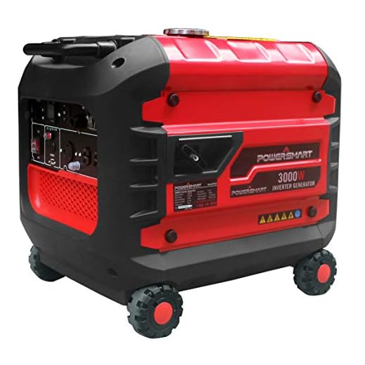 PowerSmart PS52 3000W Portable Inverter Generator, Red/Black