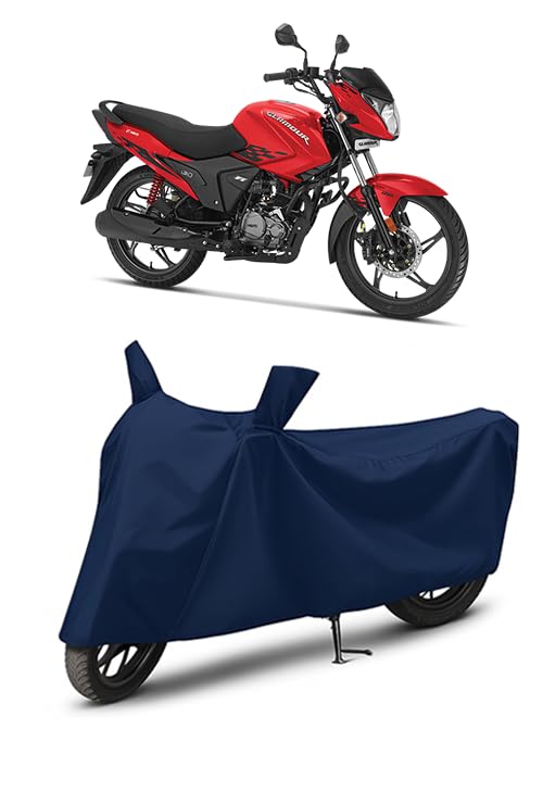 Image of Waterproof Bike Cover for Hero Glamour | All Weather Protection from Rain, Dust, UV Rays & Scratches with Mirror Pockets & Buckle Belt | Glamour Bike Cover