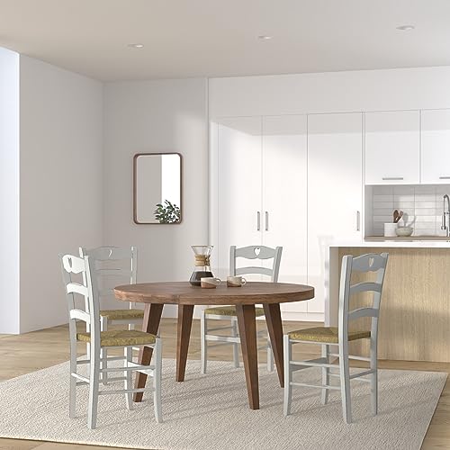 Miniatura 2 de T M C S Tommychairs - Set 4 Sillas Cuore En Estilo Shabby Chic Para Cocina Y Comedor, Estructura En Madera De Haya Envejecida Artesanalmente A Mano Y Asiento En Paja