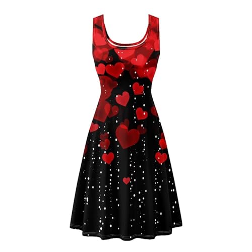 Image of Women's Casual Loose Sundress Midi Sleeveless Crewneck Dress Summer Beach Tank Dress with Pockets