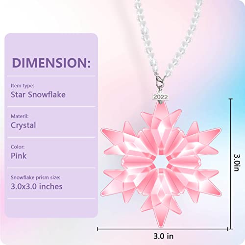Fancyoung Crystal Snowflake Pendant Snow Ornaments 2022 Party Window Decor Christmas Decoration Wedding Hanging Ornament, Pink #TOP1