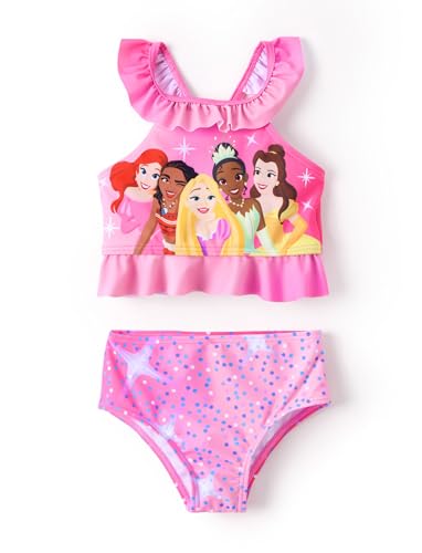 Image of Disney Elsa Princess Toddler Girls Two Piece Tankini Top and Bow Tie Bikini Bottom Beach Swimsuit Set