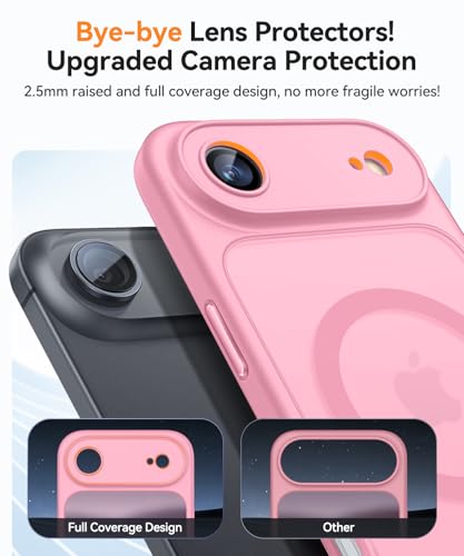 Image of CANSHN Magnetic Compatible with iPhone Air Case(6.5 Inch), Upgraded [Full Camera Protection] [Compatible with Magsafe] [Translucent Matte] Shockproof Phone Cover for iPhone 17 Air Case,Pink