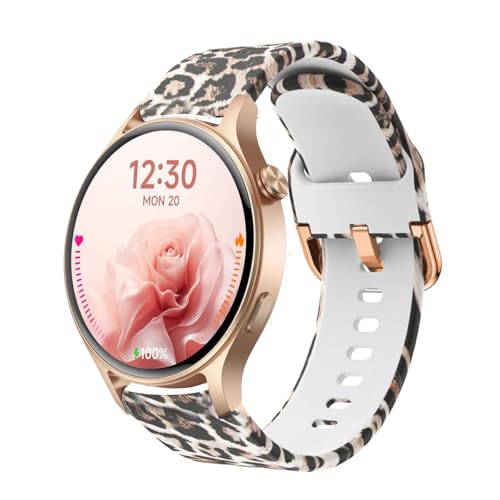 Tznzxm Bands Compatible with Fitpolo AR-01 Smart Watch, Brown leopard-print Adjustable Soft Silicone Replacement Wristband Straps for Fitpolo Smartwatch AR-01 1.3"