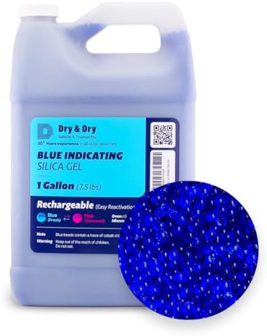 Dry & Dry [7.5 LBS] Blue Indicating Silica Gel Beads(Industry Standard 3-5 mm) - Reusable Desiccant Beads Silica Beads(Blue to Pink) Moisture Absorbers