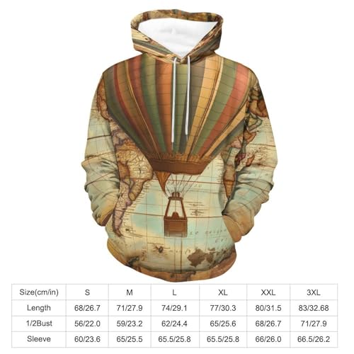 Sweat à capuche montgolfière manches longues hoodie sweatshirt pullover S