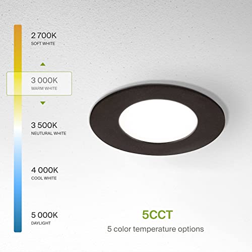 Asd Ultra Thin 3 Inch Led Recessed Light, 5 Cct 2700K-5000K Selectable, 6W 30W Eqv, Dimmable Canless Round Ceiling Wafer Downlight With Junction Box, 460Lm High Brightness - Ul Energy Star (12 Pack) #TOP5