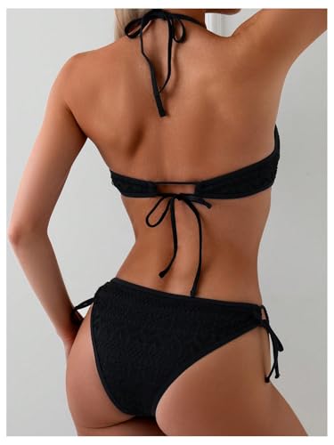 Milumia Women Hollow Out Crochet Backless Swimwear One Piece Halter Swimsuit3