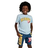 Kirby Collegiate Style Short Sleeve Tee and Matching Lounge Shorts 2-Piece Set-Large Multicolored