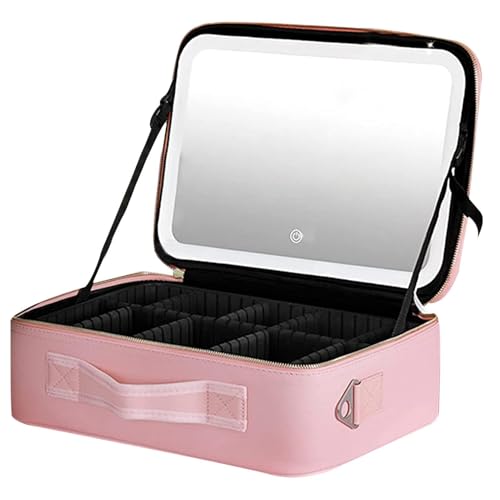 Bolsa de Aseo Portátil, Organizador de Bolsas de Maquillaje | Neceser De Maquillaje Grande con Compartimentos,Bolsa de cosméticos a Prueba de Polvo, portátil, con múltiples Compartimentos, con Espejo