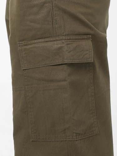 Image of Urbano Fashion Men's Loose Baggy Fit Solid Cargo Chino Trouser Pant with 6 Pockets Non-Stretchable
