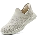 STQ Slip on Sneakers Women Walking Shoes Tennis Arch Support Lightweight Breathable Mesh Maternity Elderly Nurse Orthopedic Plantar Fasciitis Standing Comfort Workout Travelling Taupe Size 8