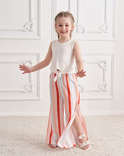 Yallet Girls Clothing Sets Little Girl Sweatsuits Outfits Solid Color Print Tops & Striped Pants Clothes For Child 4-11 Years #TOP2