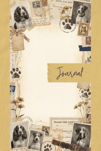 Vintage Dog Lover Junk Journal Pages - 6x9 Whimsical Puppy Aesthetic Scrapbooking Paper - 100 Decorative Writing Sheets with Retro Dogs, Antique Ephemera, Stamps and Victorian Style Stationery image 2