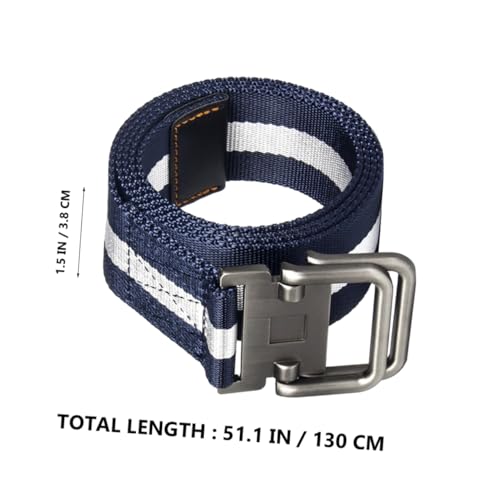 Mipcase Heavy Duty Waist Belt with Adjustable Metal Buckle Durable Nylon Web Belt for Outdoor Comfortable Fit Blue and White4