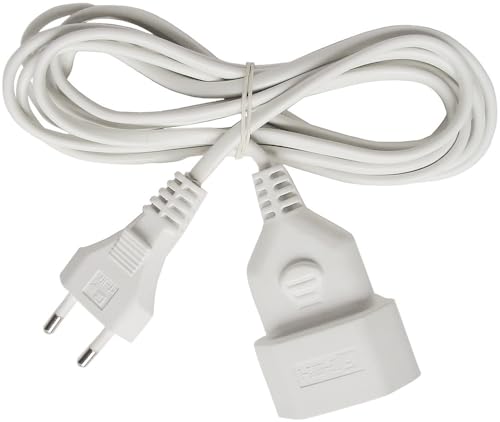 Brennenstuhl Kunststoff-Verlängerungskabel (Verlängerungskabel für den Innenbereich 5m Kabel mit Euro-Stecker und Kupplung) weiß