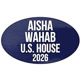 Aisha Wahab for Us House 2026 Sticker Car Bumper Elections Voting Race Vote