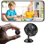 PhosElpida Mini Spy Camera, Mini Security Camera, 2K HD WiFi Bluetooth, 150° Wide-Angle Lens, Black, Battery Powered with USB Option, Home Business Surveillance, Baby Pet Monitor, Dual Phone Sharing