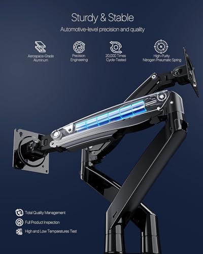 Image of HUANUO Dual Monitor Stand for 13 to 35 inch,Premium Dual Monitor Mount with USB,Height Adjustable Monitor Stand for 2 Monitors,VESA Mount with Clamp /Grommet Base,Each Arm Hold up to 26.4lbs(Black)