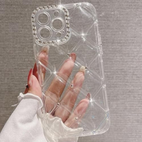 アイフォン13用ケース シルバーストーン キルティングケース 凸凹 大人 きらきら 可愛い スマホケース カバー ソフト キルティングデザイン レディース 女性 かわいい カワイイ シルバー アイホンケース アイフォンケース お洒落 キルティング (クリア 透明, 13用)