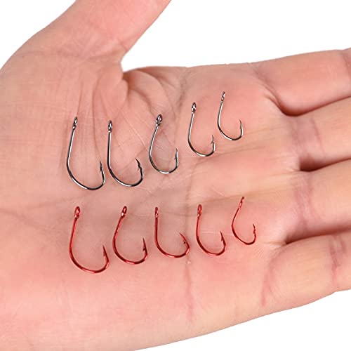 HNHYNSY Angelhaken 50 stücke Angelkurbelhaken Barbed Fishhook Angelgerät Big Auge Scharfe Hohe Kohlenstoffstahl… – Bild 6