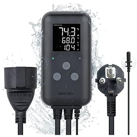 Digitaler Temperaturregler Wasserdichter Panel-Thermostat für Gewächshaus, Aquarium, Inkubator, Terrarium, Thermostatsteckdosen unterstützen Heizung und Kühlung 15A Cover