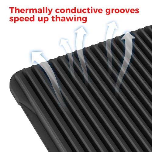Image of Aluminum Defrosting Tray for Frozen Meat -Large Black Defrosting Tray, Fast Thawing Plate for Meat, Fish & Poultry, No Power or Chemicals Needed, Easy to Clean
