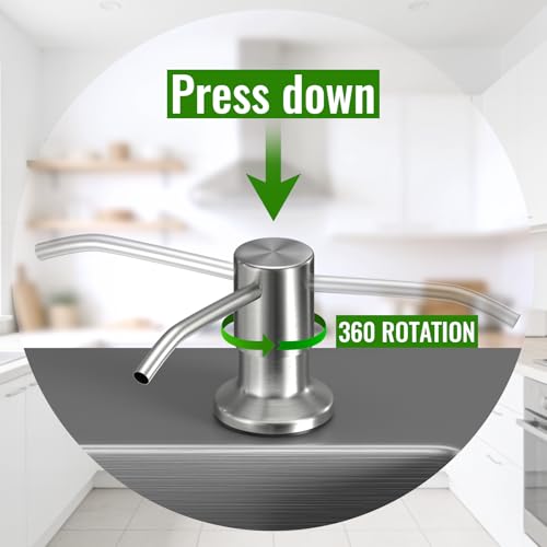 Image of Kitchen Sink Soap Dispenser, Built in SoapDispenser, 47 inch Extension Tube kit, Counter Lotion Dispenser Pump, No Need More Refills (Brushed Nickel)