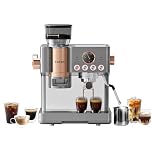 Tjean Barista Senso,Dual Boiler Bean to Cup Coffee Machine with Smart-Tamping,Built-in Burr Grinder Espresso,Latte & Cappuccino Coffee Machine with Manual Milk Frother (Gray Gold)