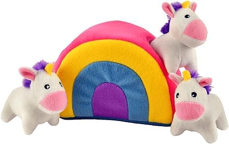 Dog Toy Burrow Unicorns in Rainbow
